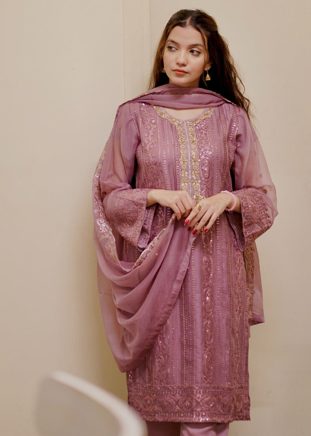 Four Season Boutique Rubby Sequnece Chiffon Rose Women 3pcs