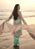 AYLA STUDIO Embroidered chiffon KH 002 Aquamarine Women 3pcs