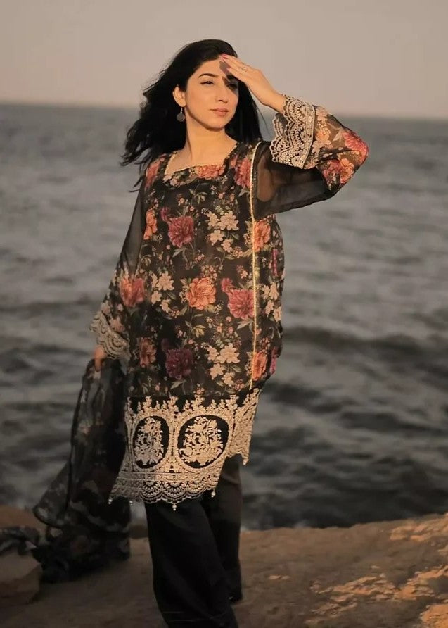 AYLA STUDIO Embroidered chiffon KH 001 Black Garden Women 3pcs