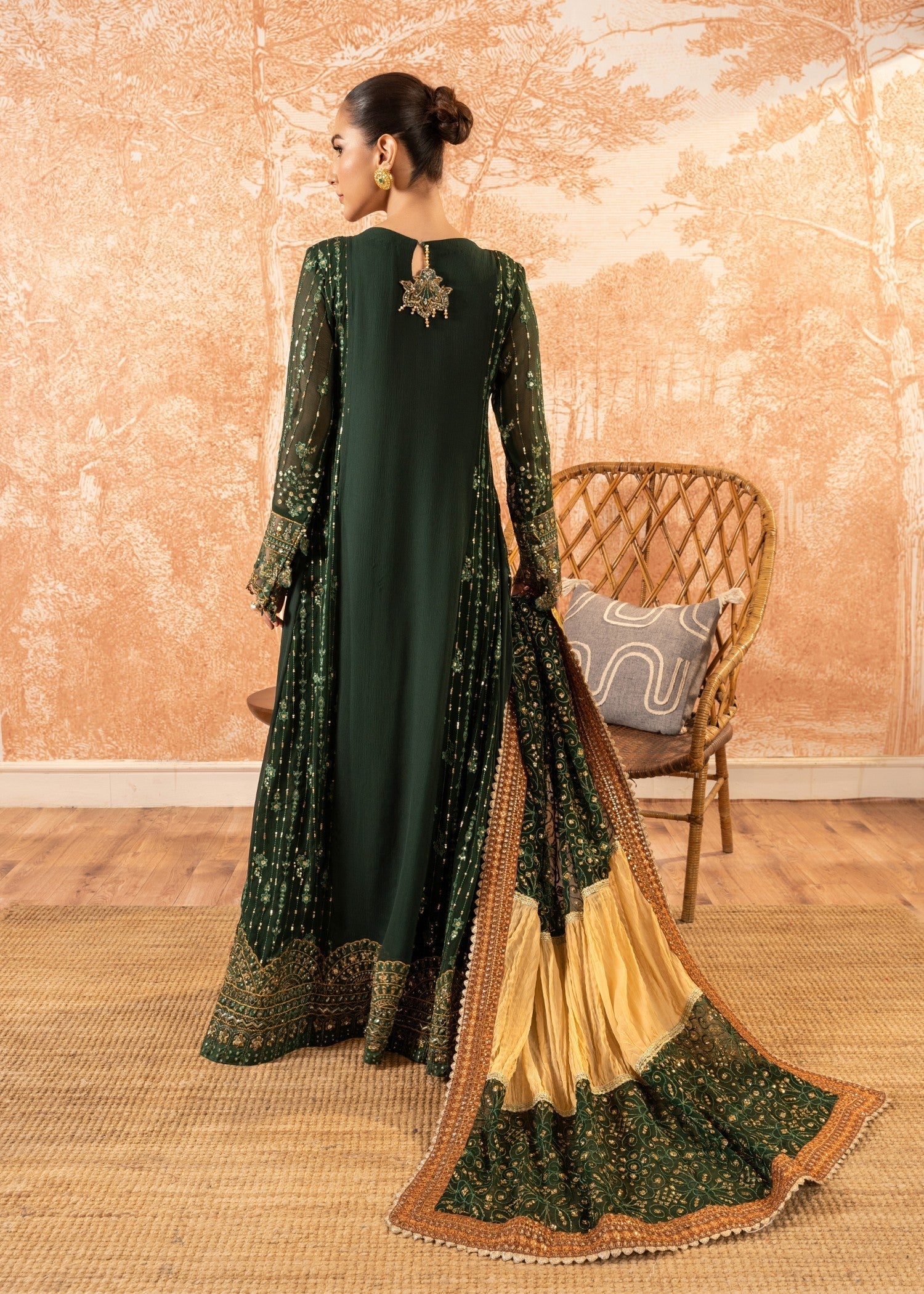 Malhaar Baaya 24 AL 3864 Bottle green Women 3pcs
