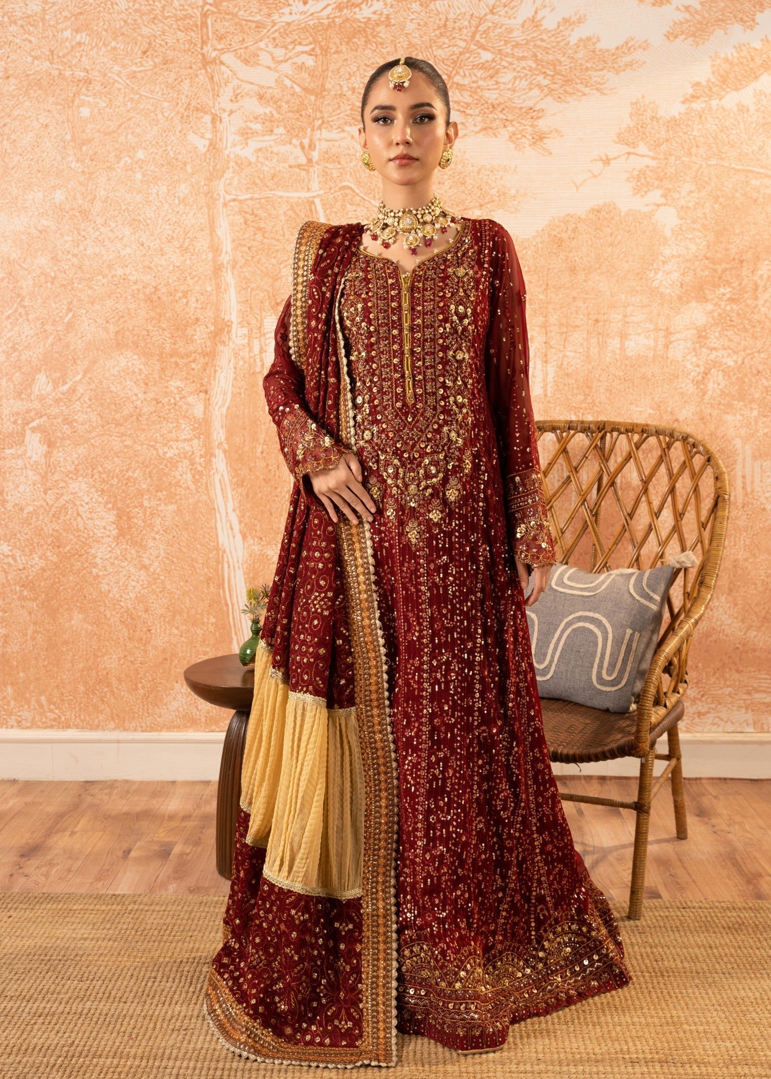 Malhaar Raabt 24 AL 3864 Maroon Women 3pcs