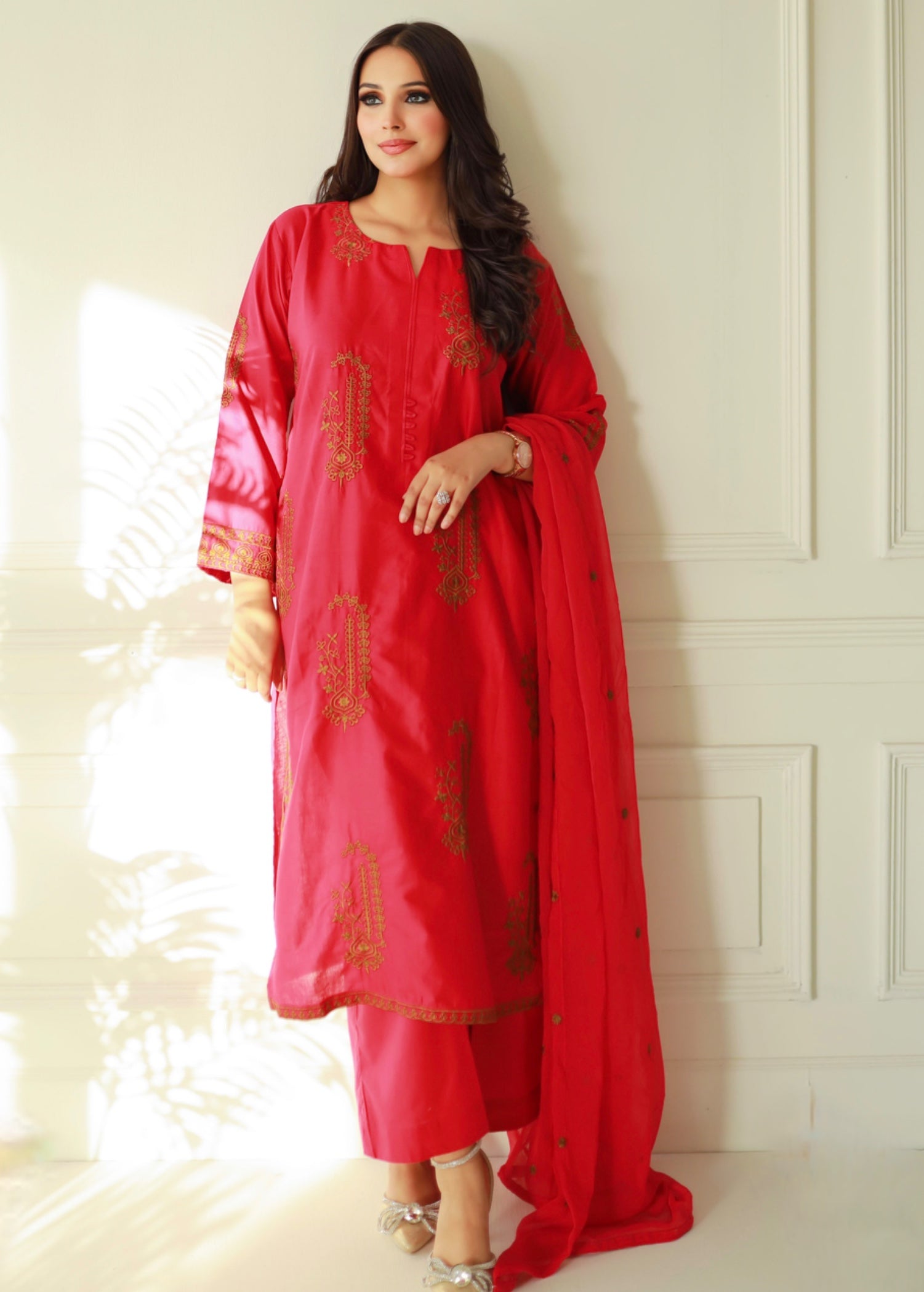 Ayesha B pink brown emb Women 3pcs