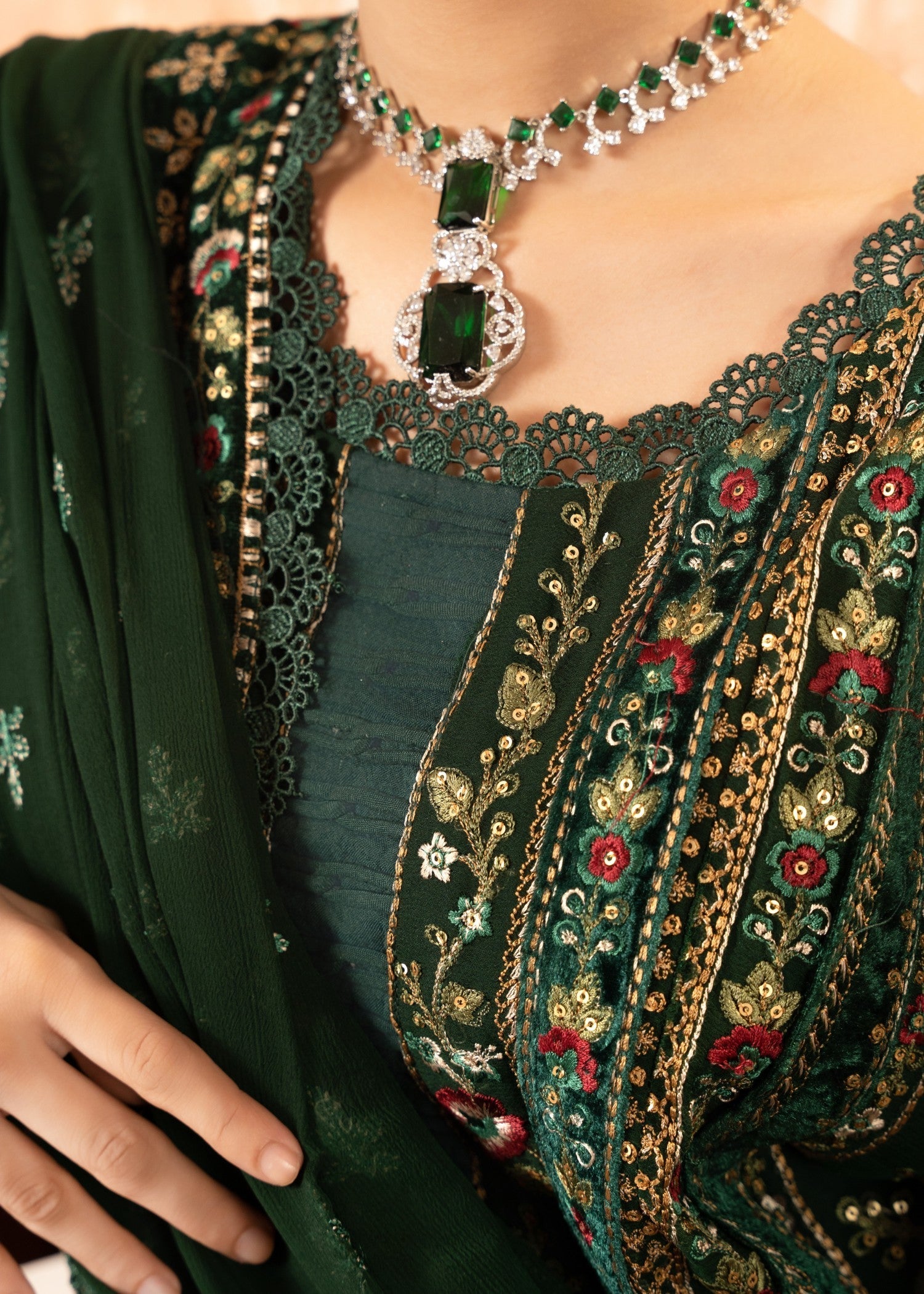 Malhaar Baaya 24 AL 3883 Bottle green Women 3pcs