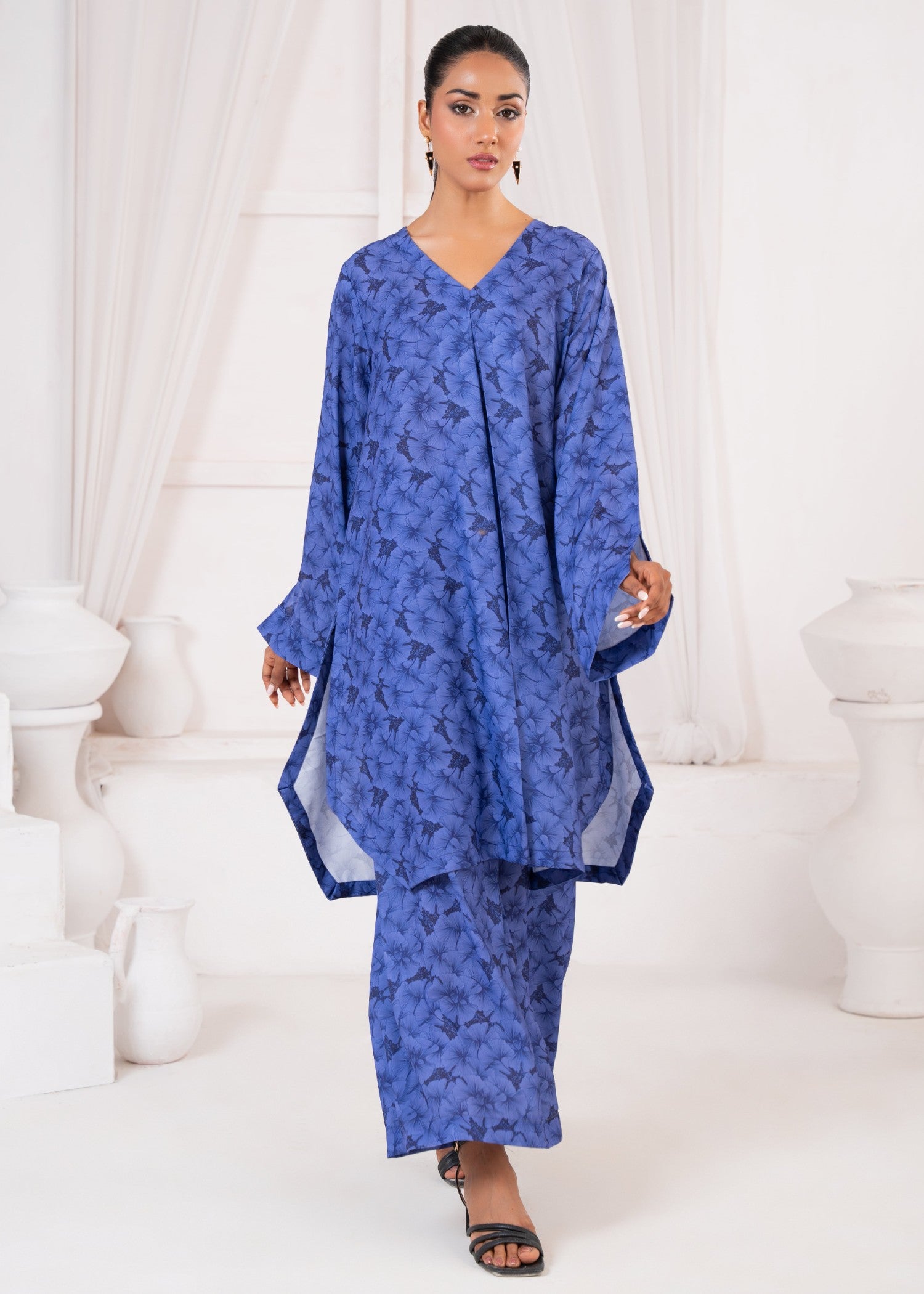 AYLA STUDIO Printed essential Co ord set G 003 Midnight Lilies Women 2pcs