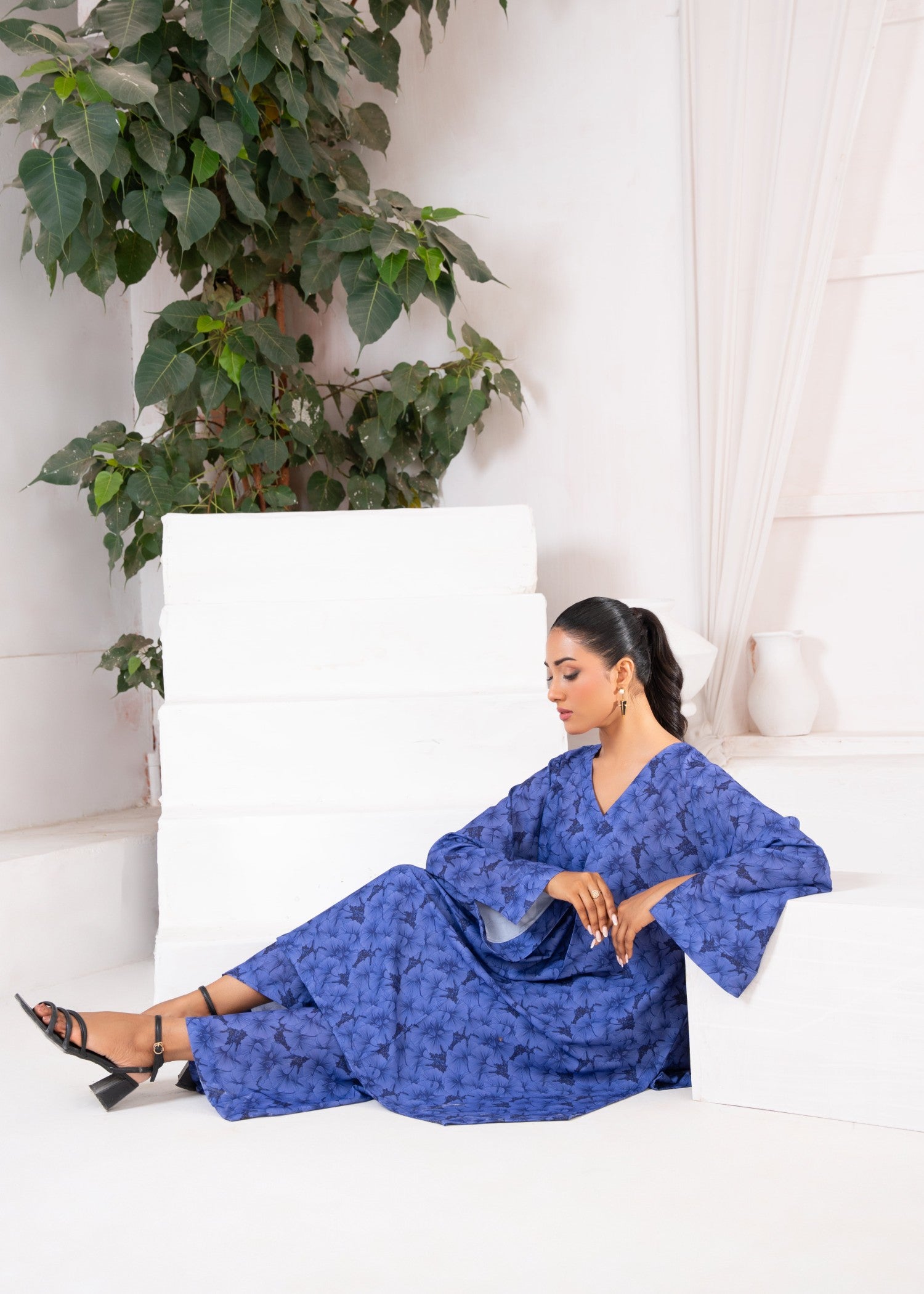 AYLA STUDIO Printed essential Co ord set G 003 Midnight Lilies Women 2pcs