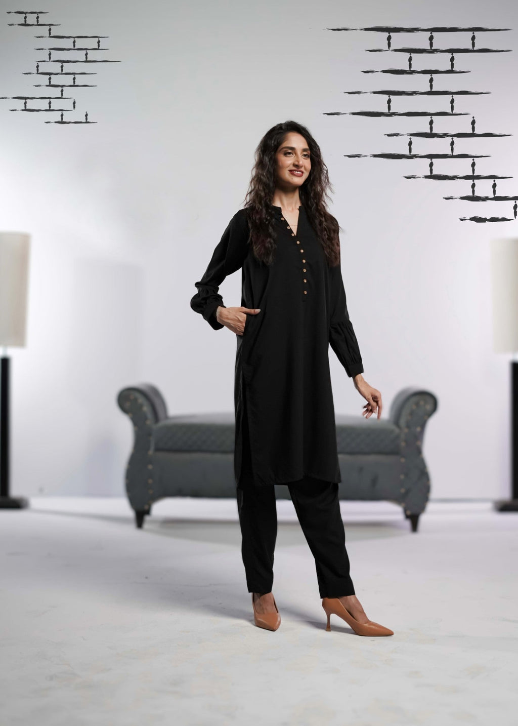 Ahlam By Safa Textile Noir Women 2pcs