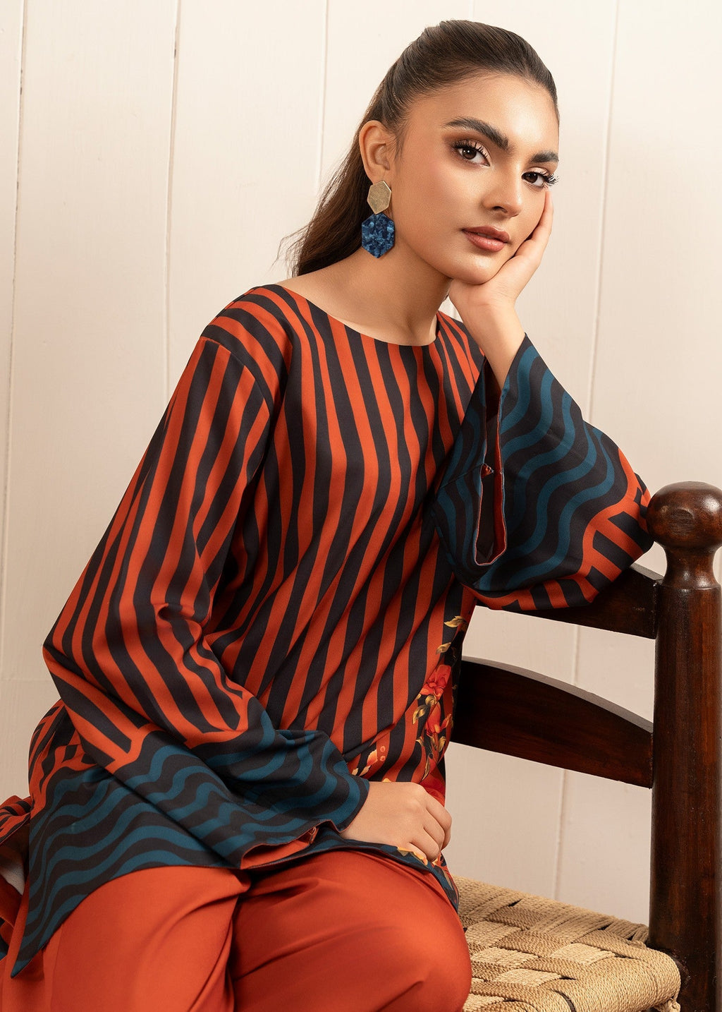 Stitch Vibes Rust Co Ord Set Women 2pcs