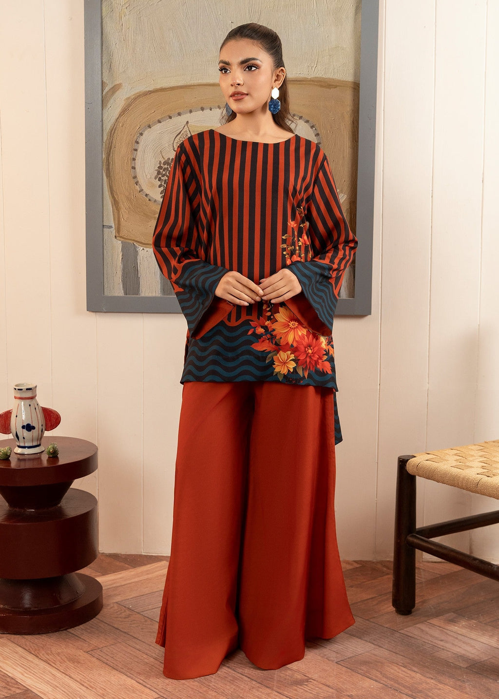 Stitch Vibes Rust Co Ord Set Women 2pcs