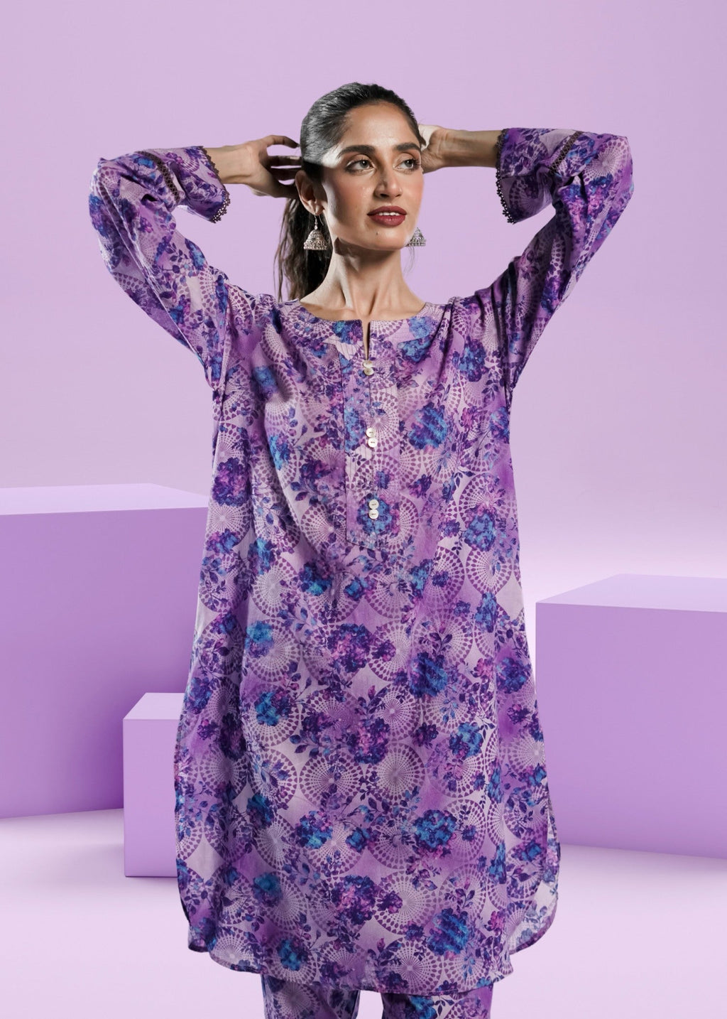 Ahlam By Safa Textile periwinkle co ord set Women 2pcs