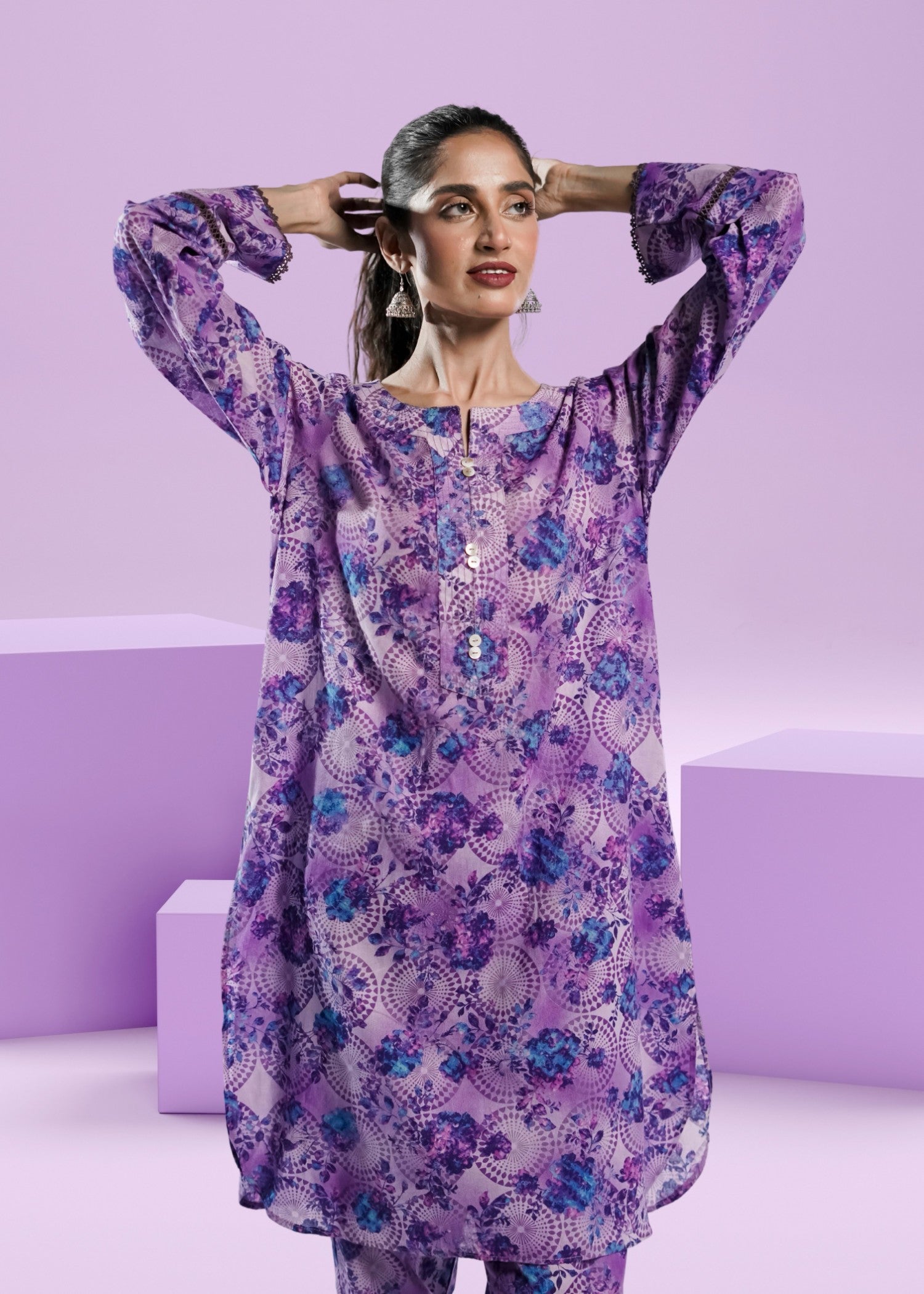 Ahlam By Safa Textile periwinkle co ord set Women 2pcs