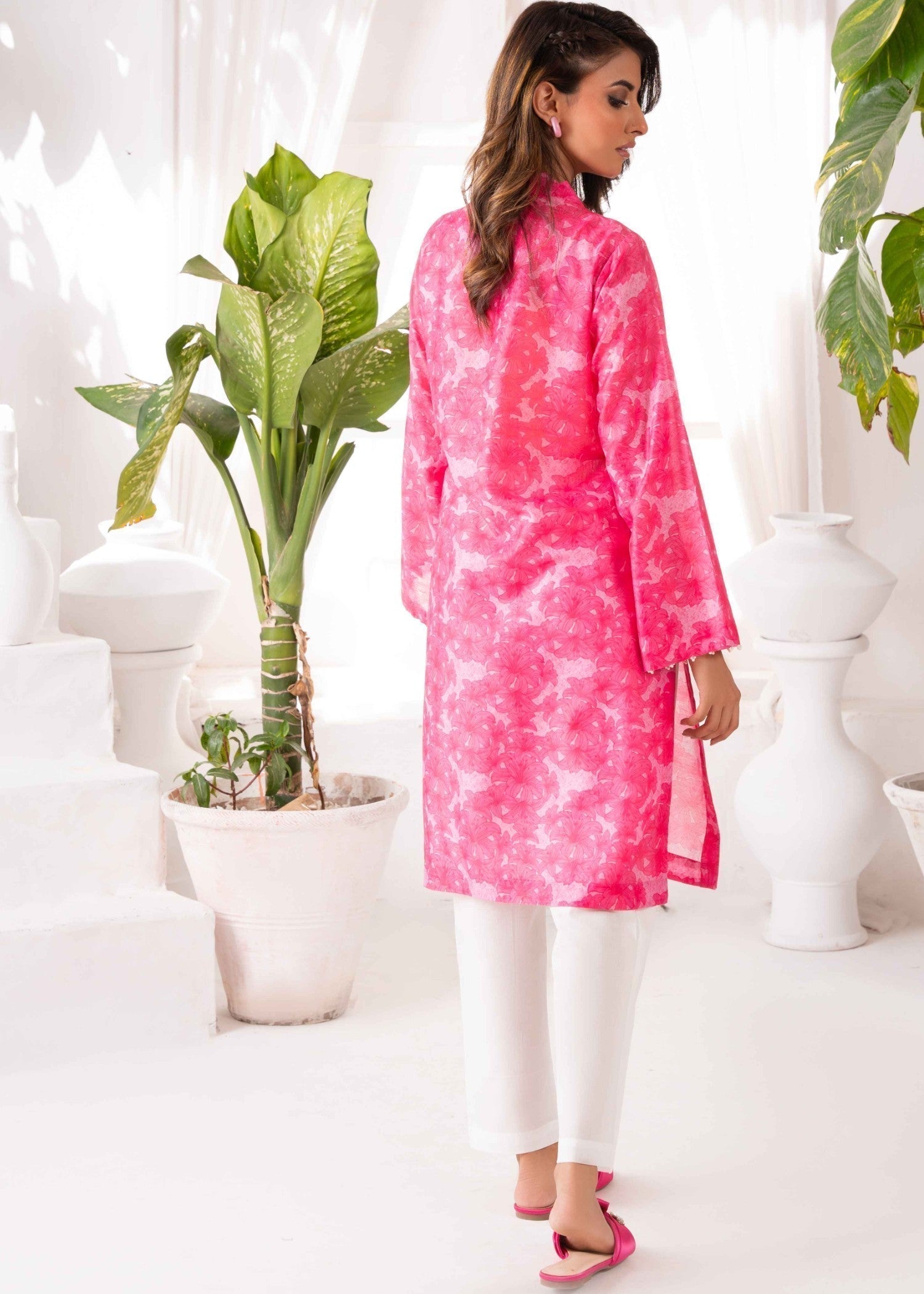 AYLA STUDIO Printed essential Co ord set SLW 024 Pink Passion Women 2pcs