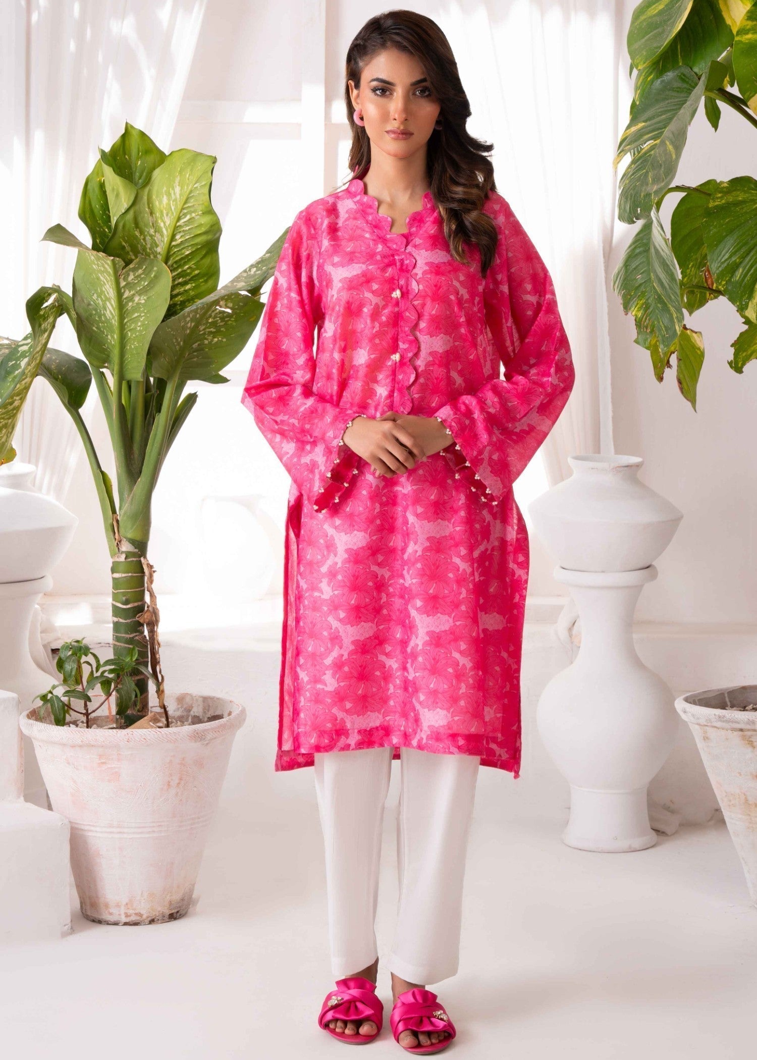 AYLA STUDIO Printed essential Co ord set SLW 024 Pink Passion Women 2pcs