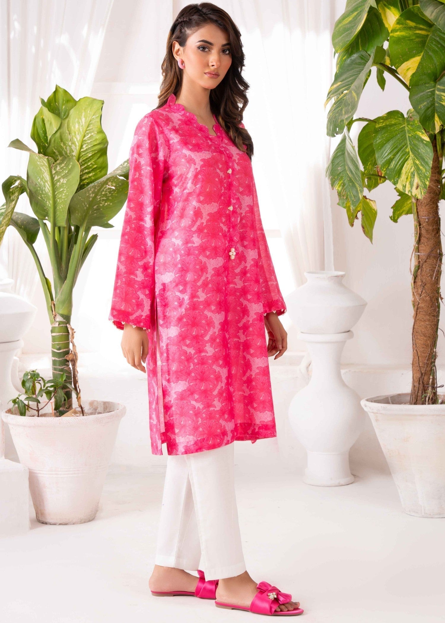 AYLA STUDIO Printed essential Co ord set SLW 024 Pink Passion Women 2pcs