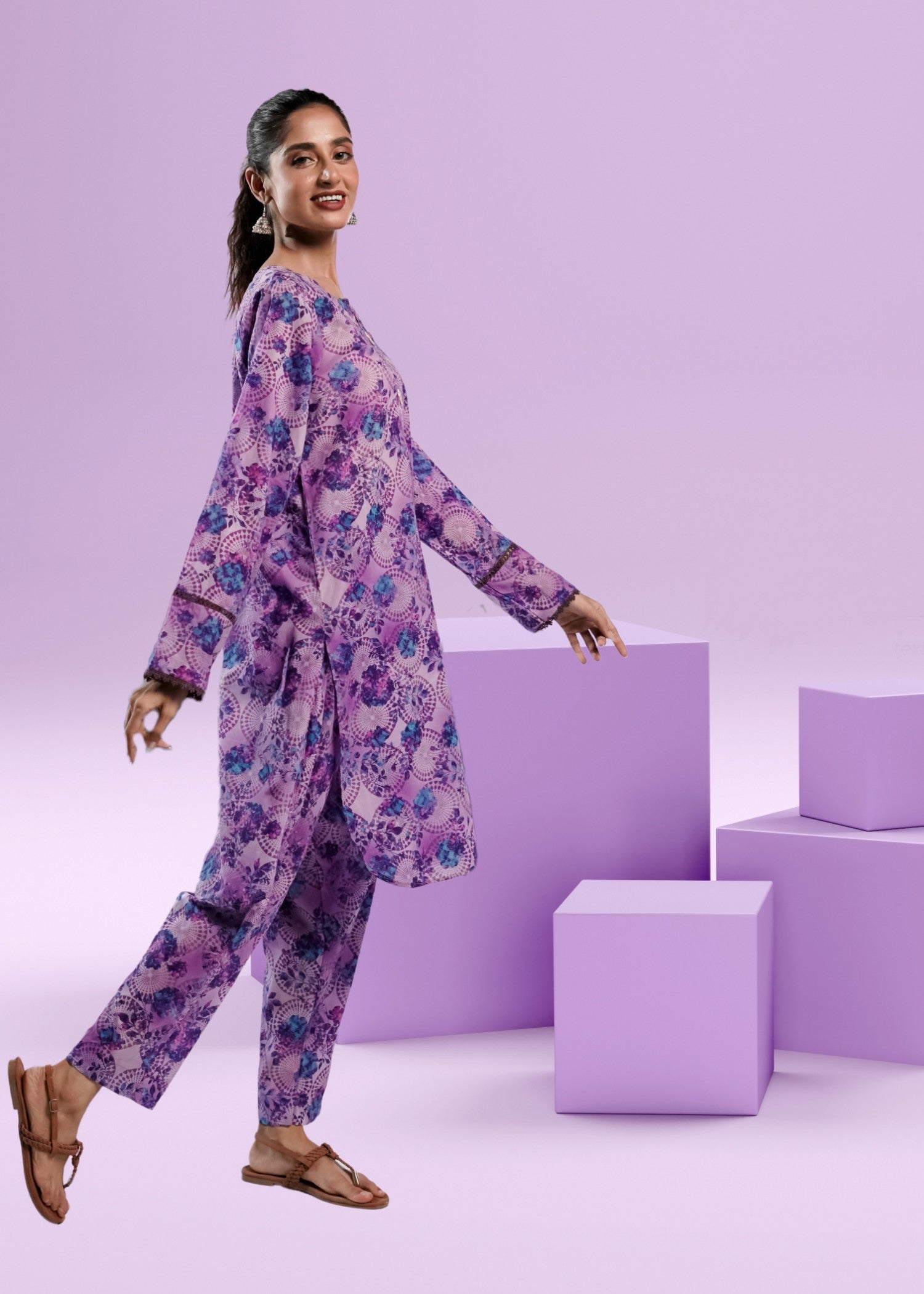 Ahlam By Safa Textile periwinkle co ord set Women 2pcs