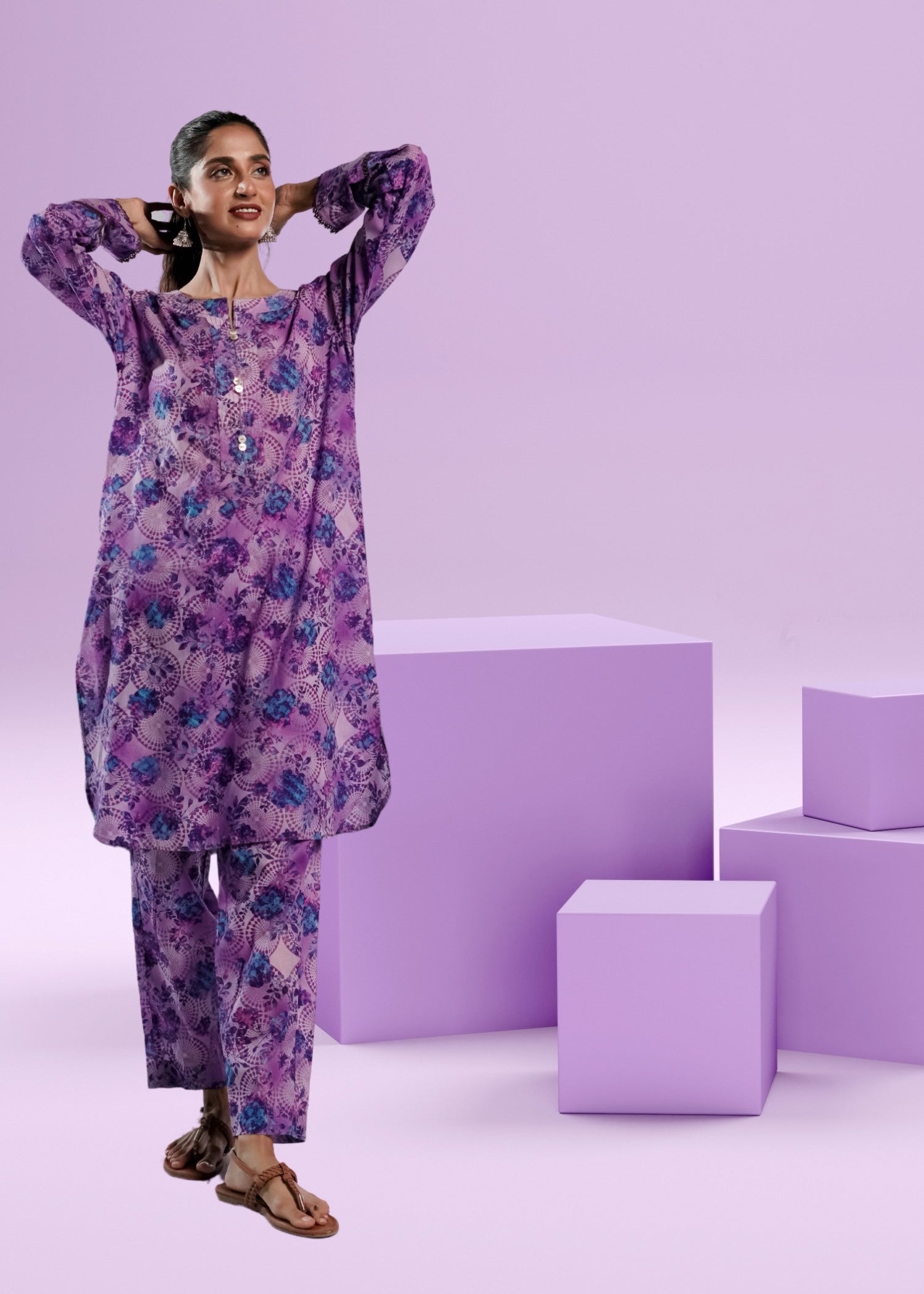 Ahlam By Safa Textile periwinkle co ord set Women 2pcs