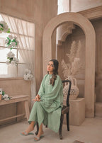 Zauk Apple Green Embroidered Two Piece Dress Women 2pcs