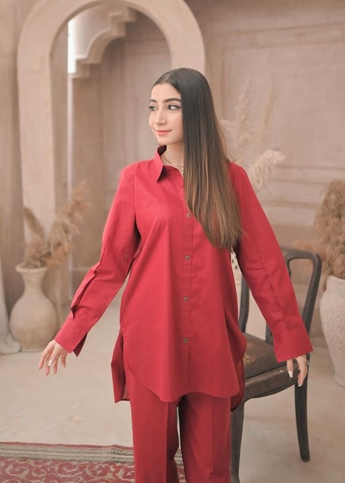 Zauk Reddish Maroon Two Piece Dress Women 2pcs
