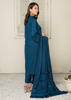 Yolo Pret Alpine Rib Shirt with Velvet Border Shawl and Plain Trouser W24 VEL 0005 Women 3pcs