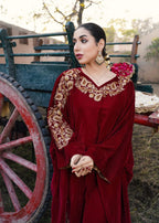 Akhrot Clothing Maroon Velvet Poncho Women 1pcs