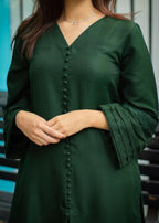 Zauk Bottle Green Two Piece Dress Women 2pcs
