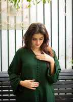 Zauk Bottle Green Two Piece Dress Women 2pcs