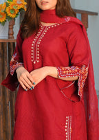 Yaaqot Official Maroon Multi Embroidery Stitched Women 3pcs
