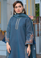 Yaaqot Official Teal Multi Embroidery Stitched Women 3pcs