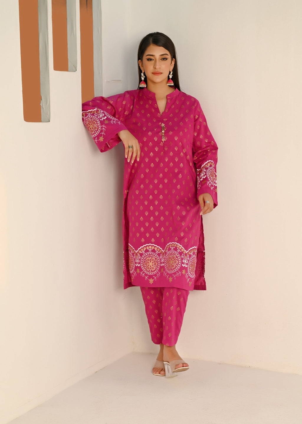 Yaaqot Official Pink Printed Lawn Stitched Women 2pcs