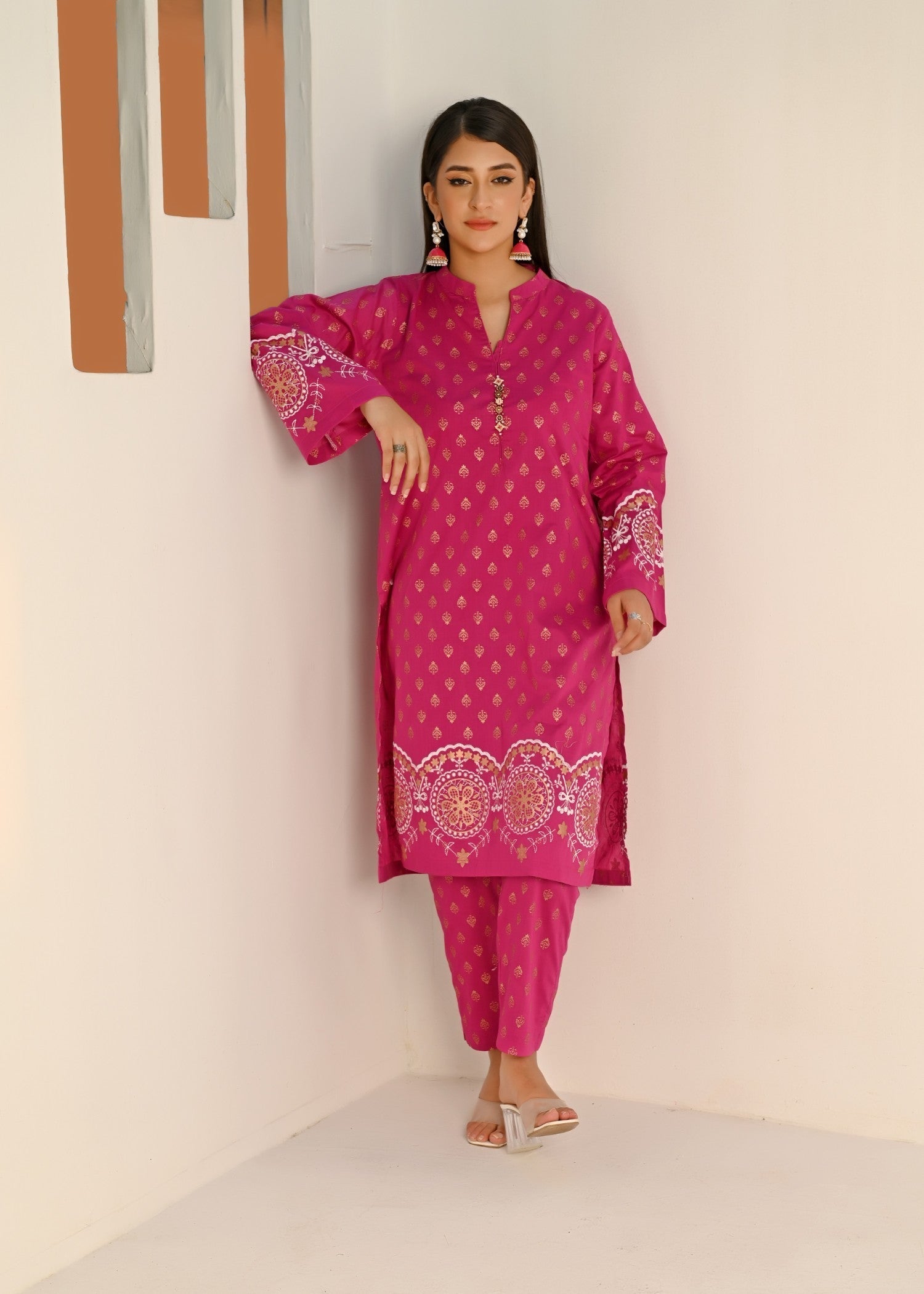 Yaaqot Official Pink Printed Lawn Stitched Women 2pcs