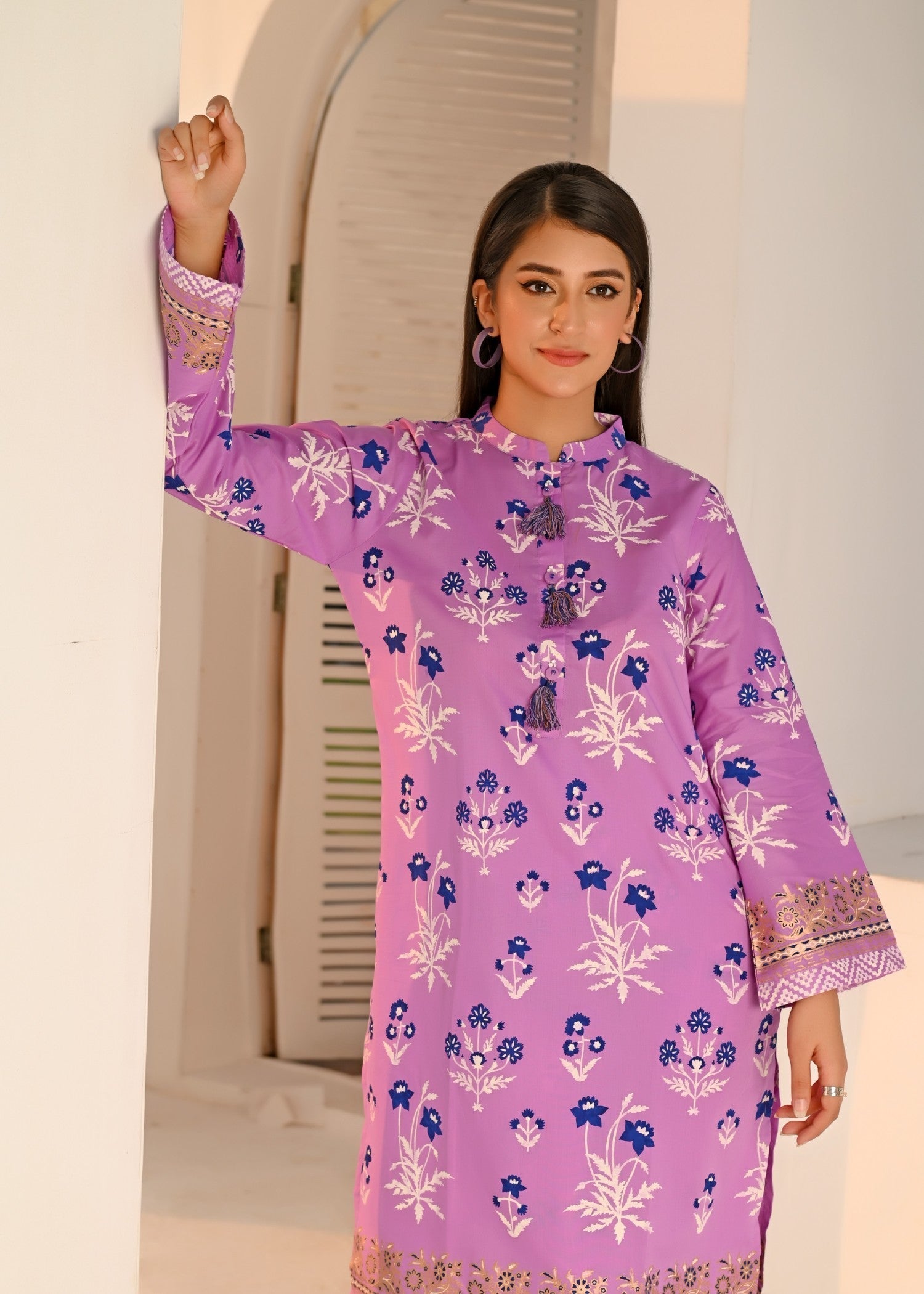 Yaaqot Official Lilac Printed Lawn Stitched Women 2pcs