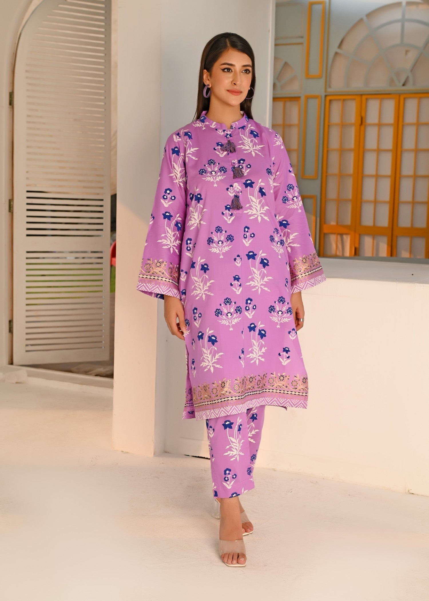 Yaaqot Official Lilac Printed Lawn Stitched Women 2pcs