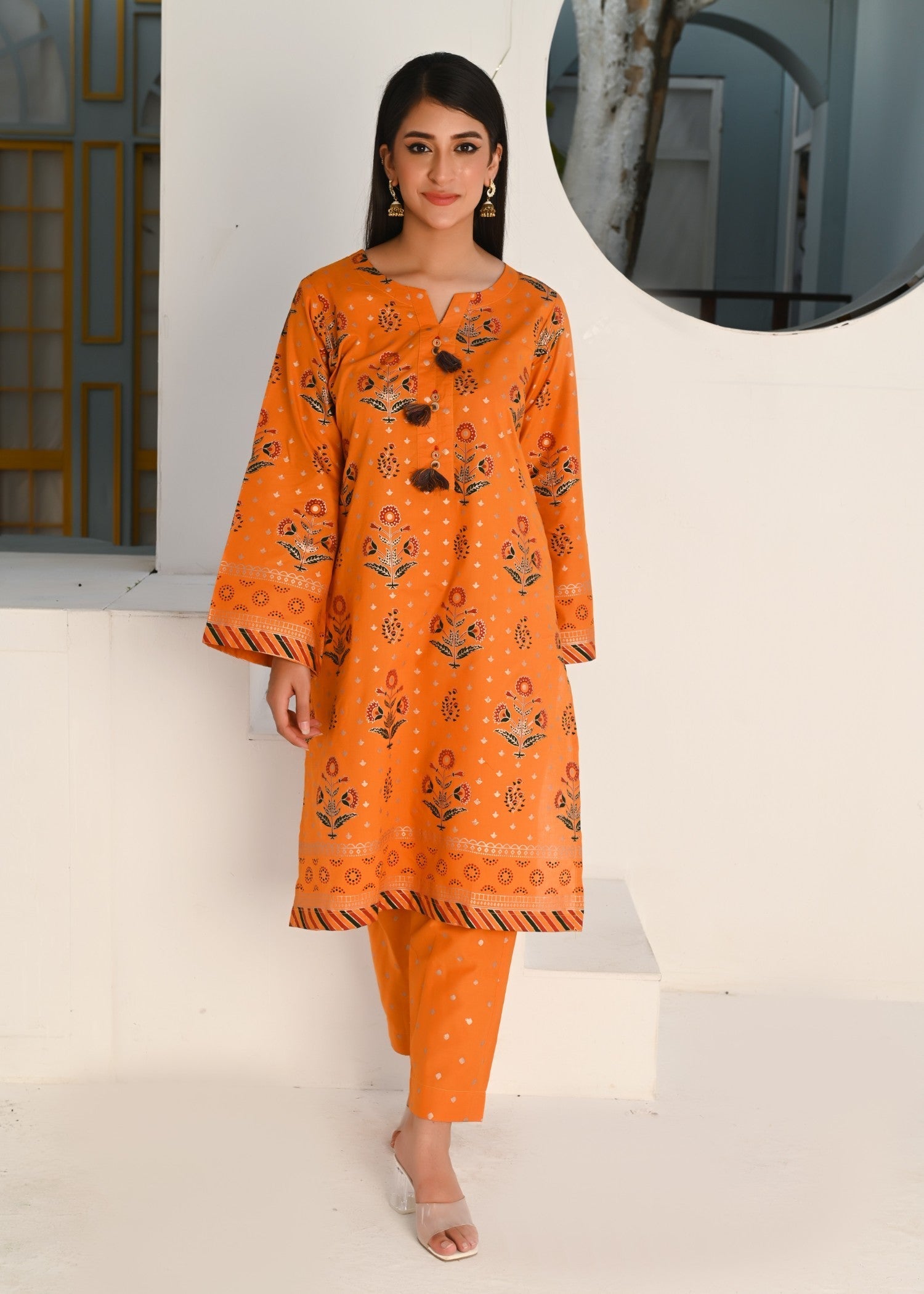 Yaaqot Official Mustard Printed Lawn Stitched Women 2pcs