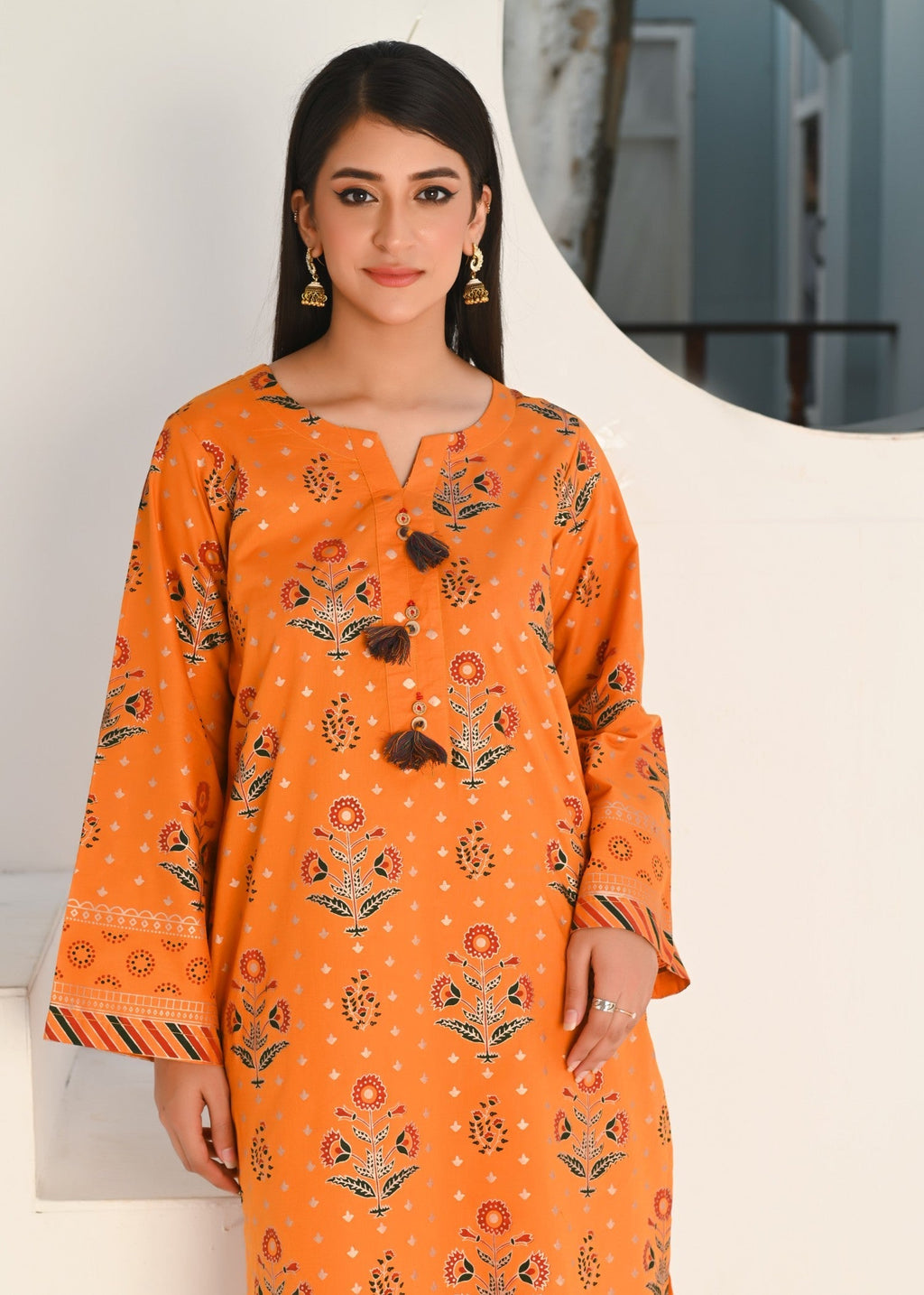 Yaaqot Official Mustard Printed Lawn Stitched Women 2pcs