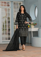 Yaaqot Official Flosa Black Handwork Stitched Women 3pcs