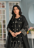 Yaaqot Official Flosa Black Handwork Stitched Women 3pcs