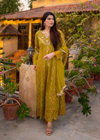 Mona Embroidery Floral Weaves olive Women 3pcs