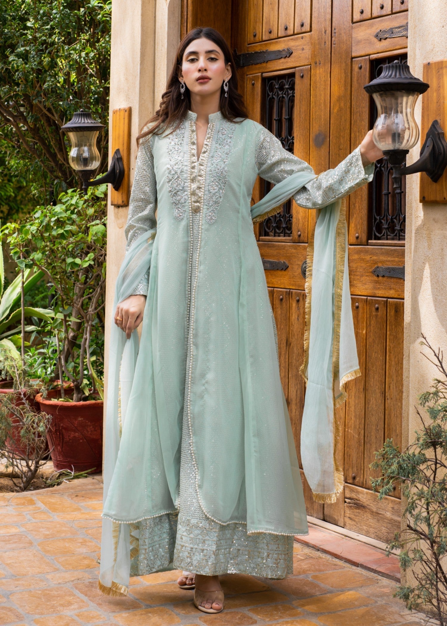 Mona Embroidery Artisan Mint Green Women 3pcs