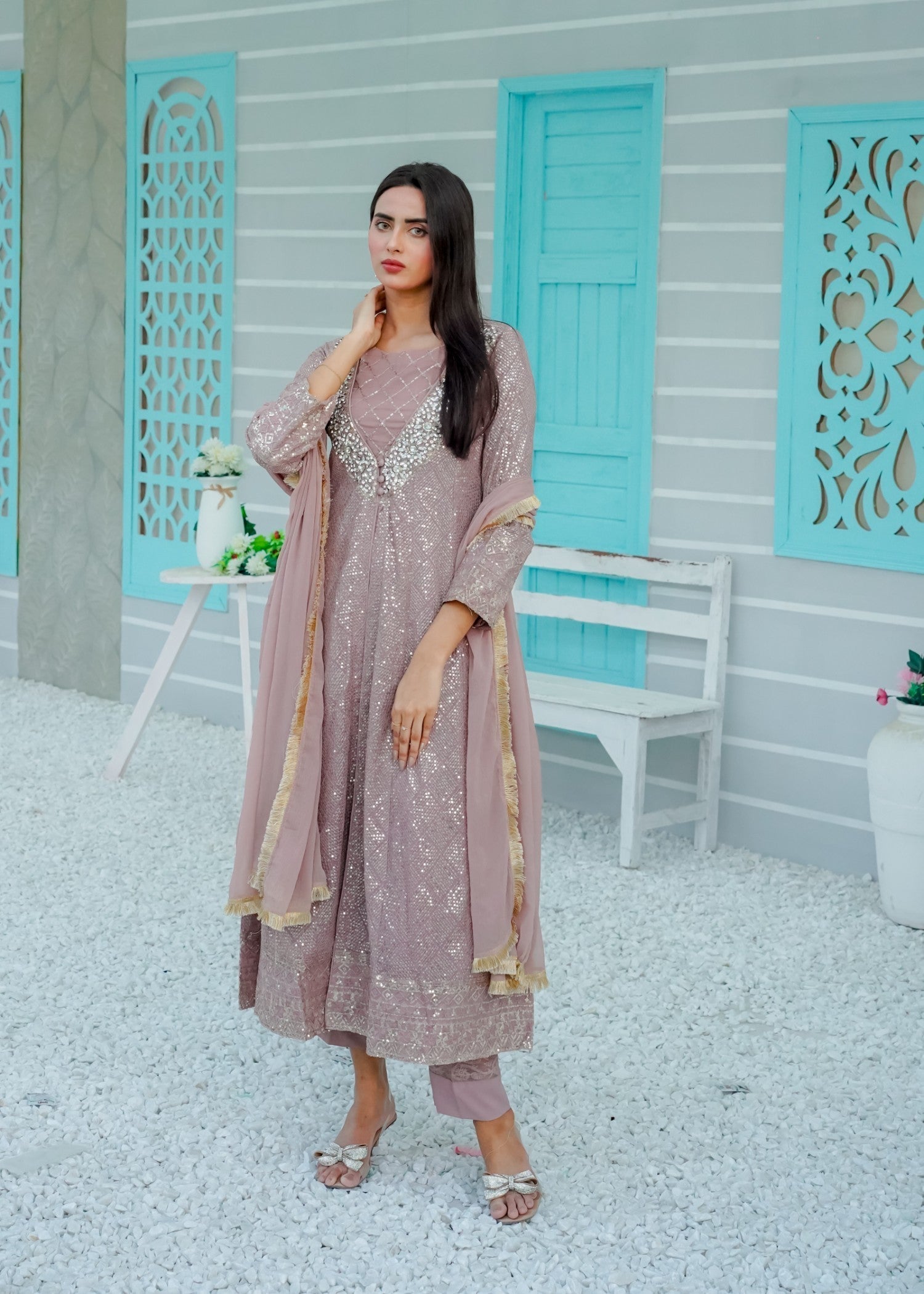 Mona Embroidery Silhouette Elegance lilac Women 3pcs