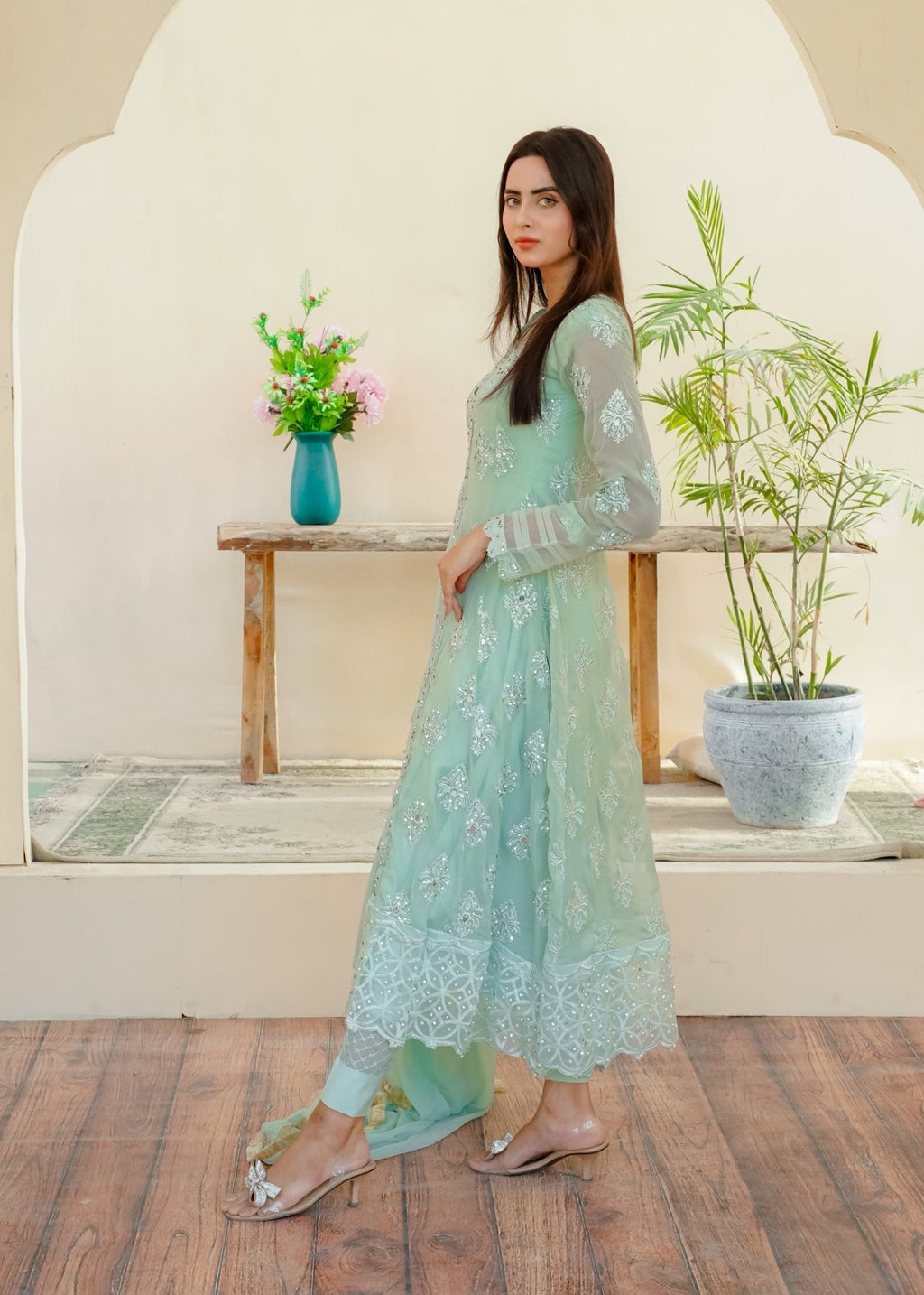 Mona Embroidery Ethereal Pearl mint green Women 3pcs