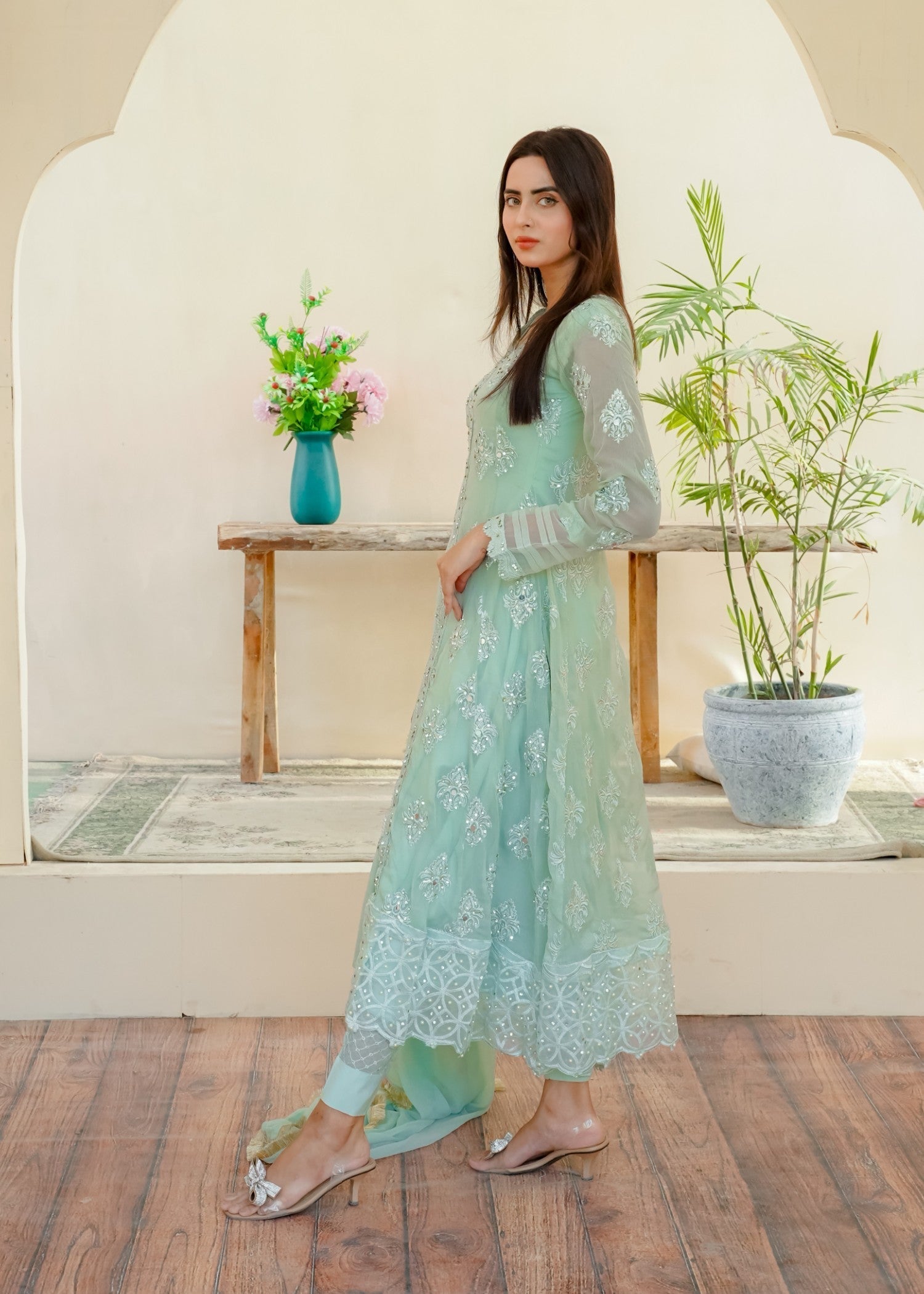 Mona Embroidery Ethereal Pearl mint green Women 3pcs