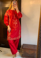 Yaaqot Official Red Cutwork Embroidery Jaycard Women 2pcs