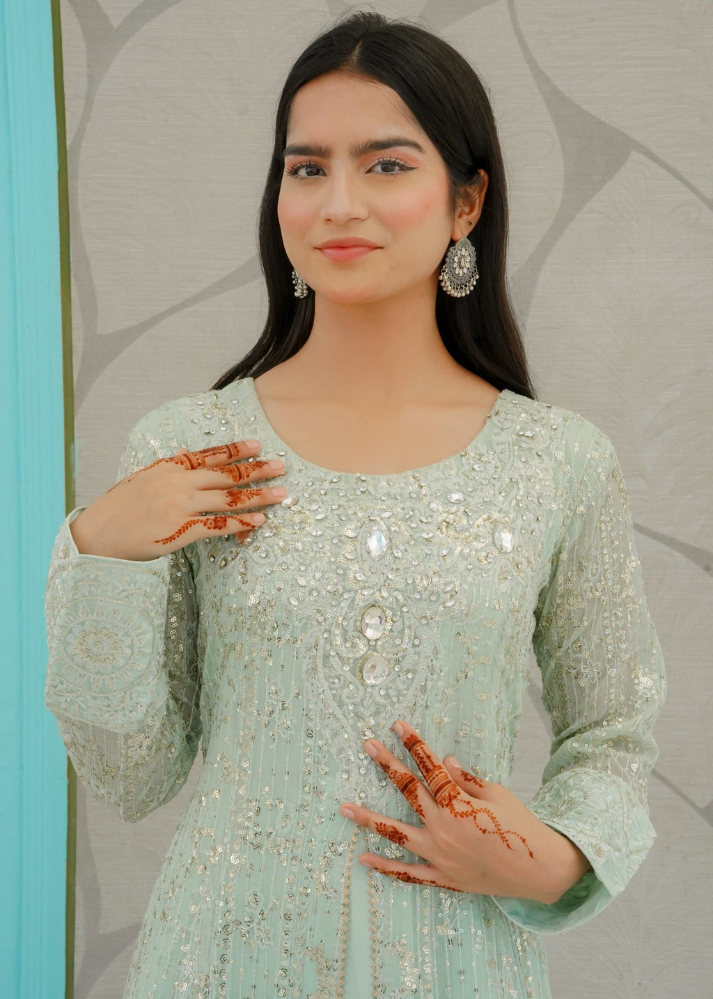 Mona Embroidery Artisan Flow Mint Green Women 3pcs