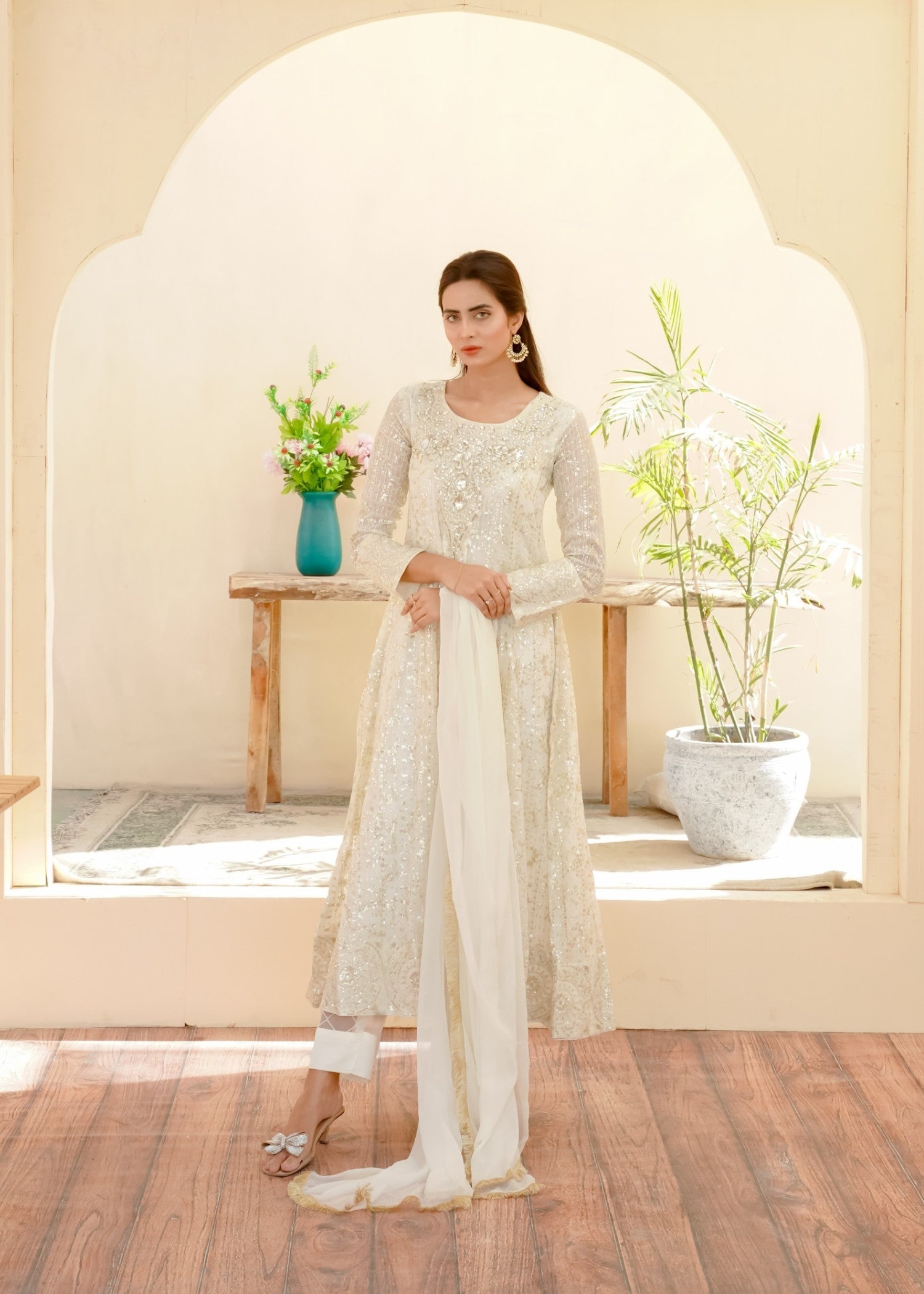 Mona Embroidery Artisan Flow Off White Women 3pcs