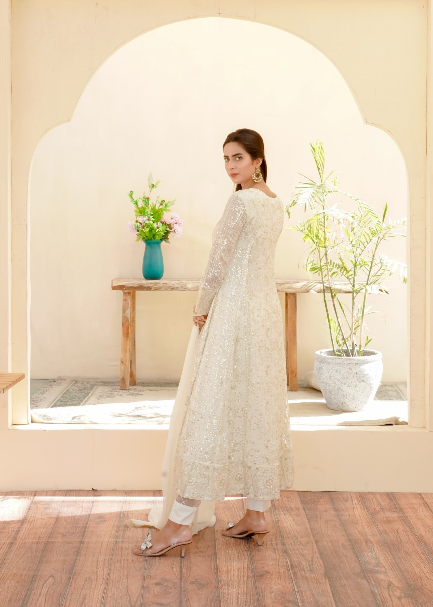 Mona Embroidery Artisan Flow Off White Women 3pcs