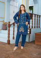 Araish Navy Blue Viscose Chikankari '24 Women 2pcs