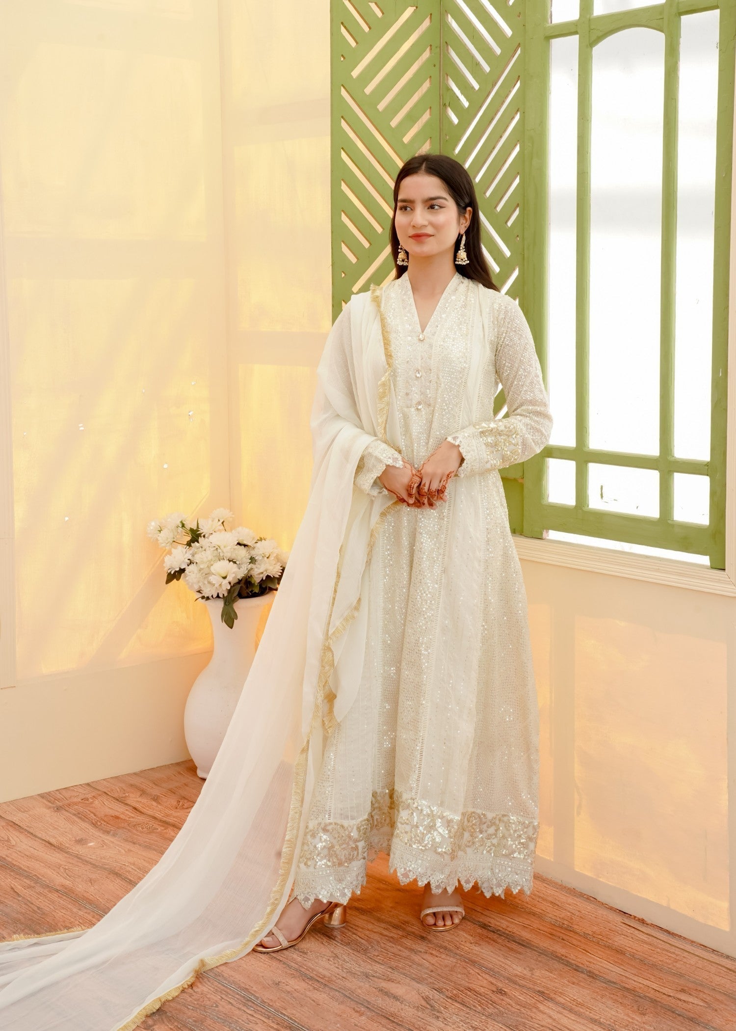 Mona Embroidery Ethereal Lace OffWhite Women 3pcs