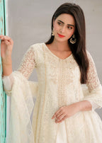 Mona Embroidery Delicate Drapes Offwhite Women 3pcs