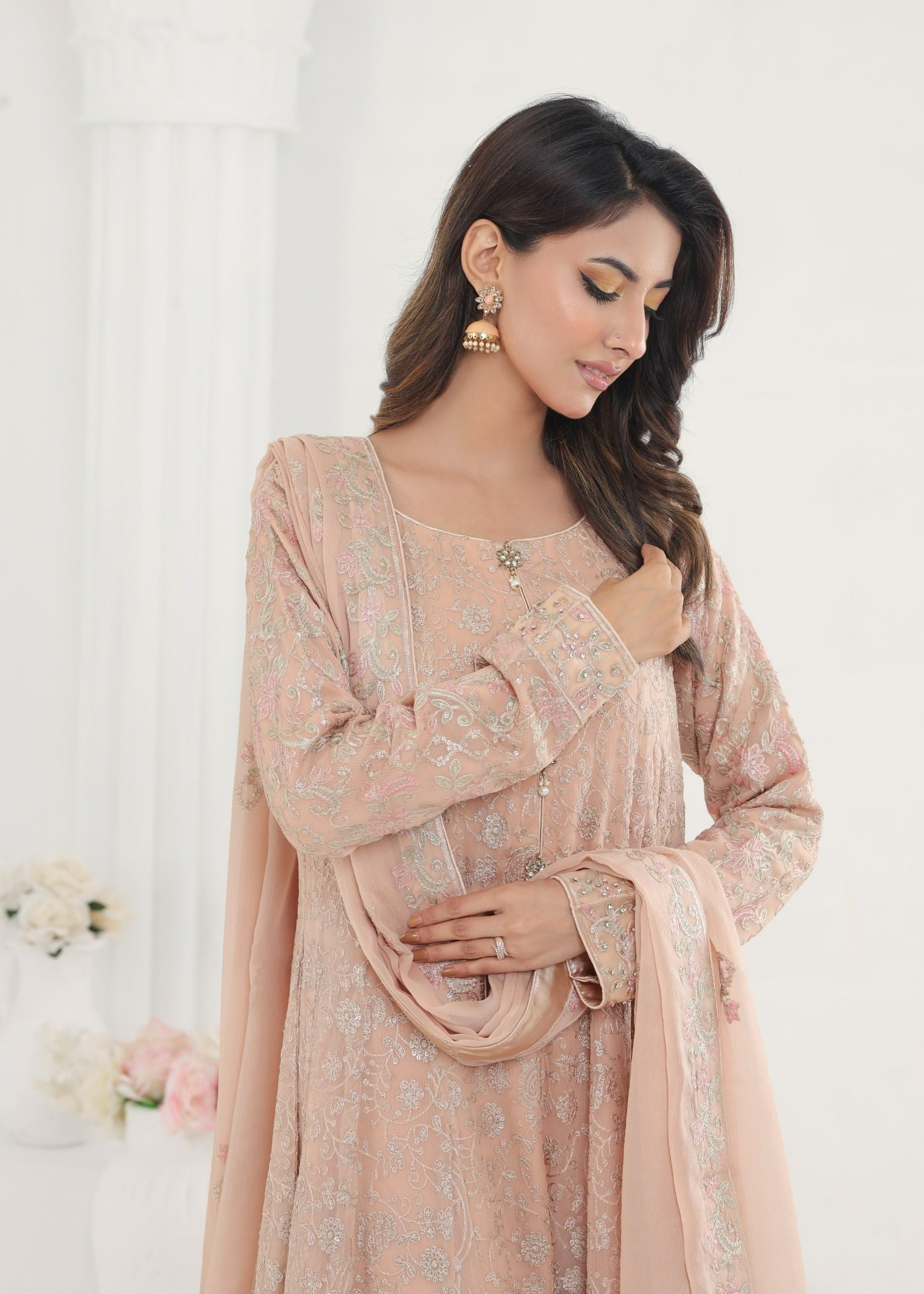 Ayesha Closet Dilaaara Light Peach Women 3pcs