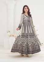 Ayesha Closet Jahanara Brown White Fusion Women 3pcs