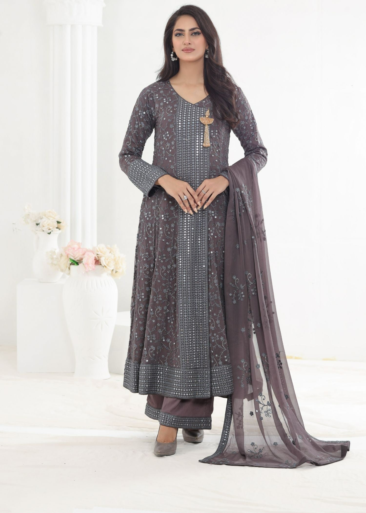 Ayesha Closet Lalazaar Muted Grey Women 3pcs
